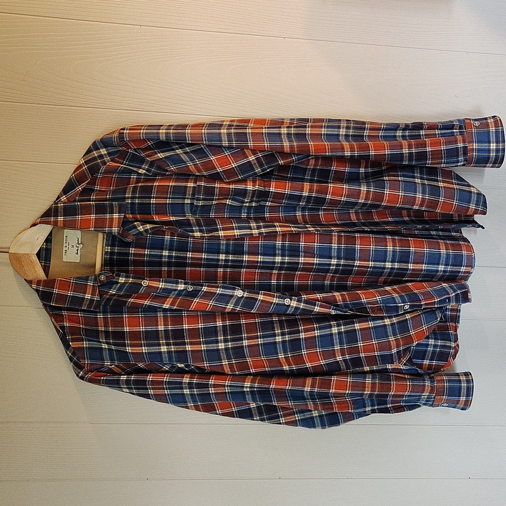Rag and Bone Flannel LS Shirt Blue Plaid Size M